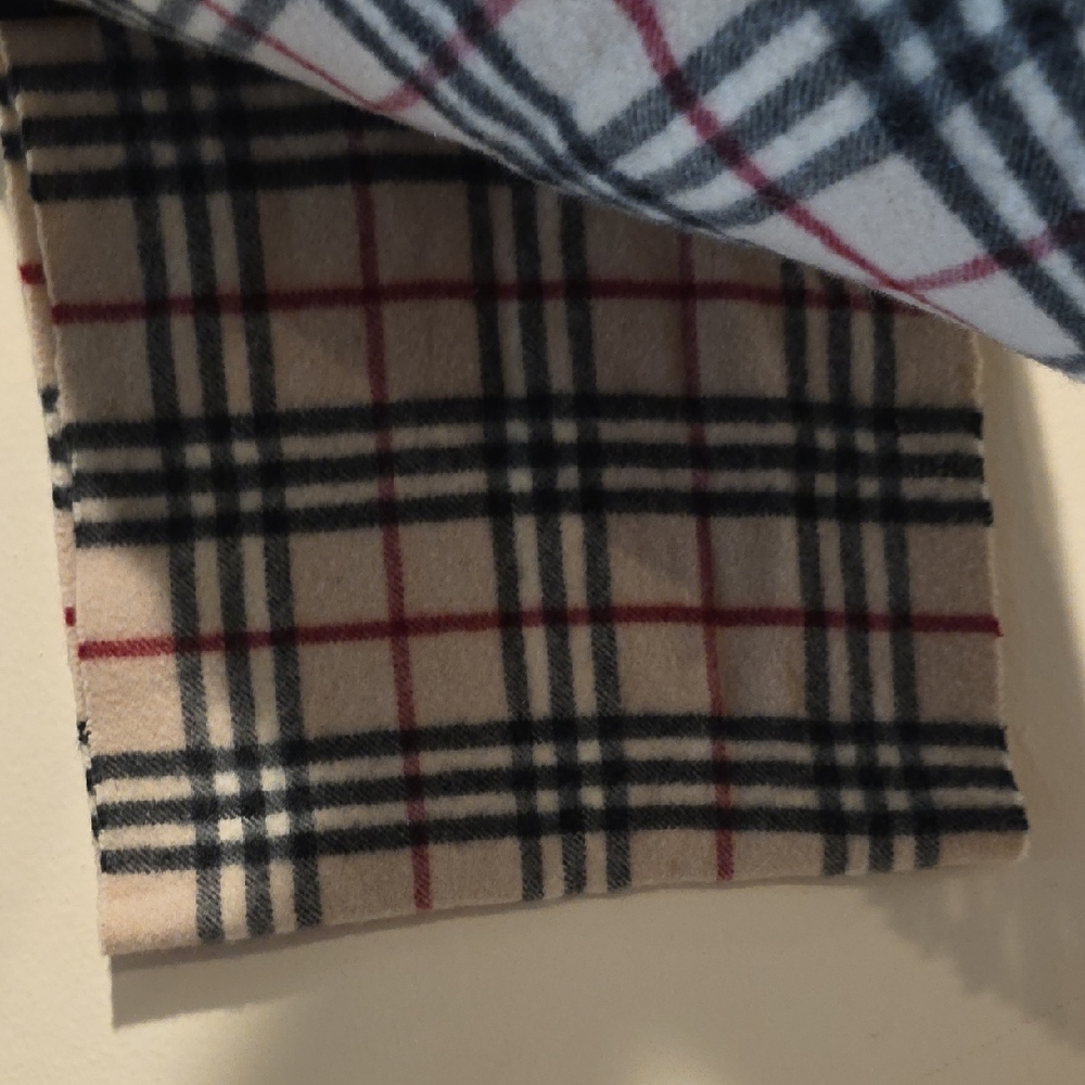 Burberry Plaid Wool Scarf in Red, Black, and Cream - Picture 7 of 8